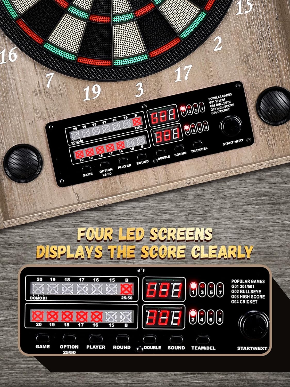 ^Electronic Dart Board, Decora - огляд і ціна Electronic Dartboard Cabinet